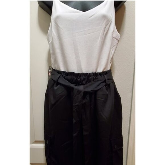 J for Justify Sleeveless Black & White Tie Waist Cargo Jumpsuit Size M - Picture 6 of 16